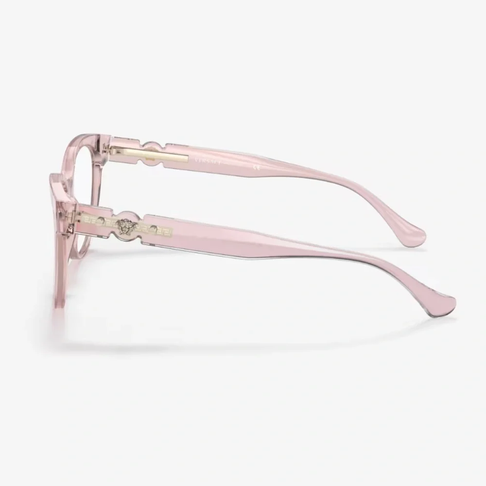 VERSACE NWT VE3304 Transparent Blush Pink Cat Eye Eyeglasses w/ Medusa Logo